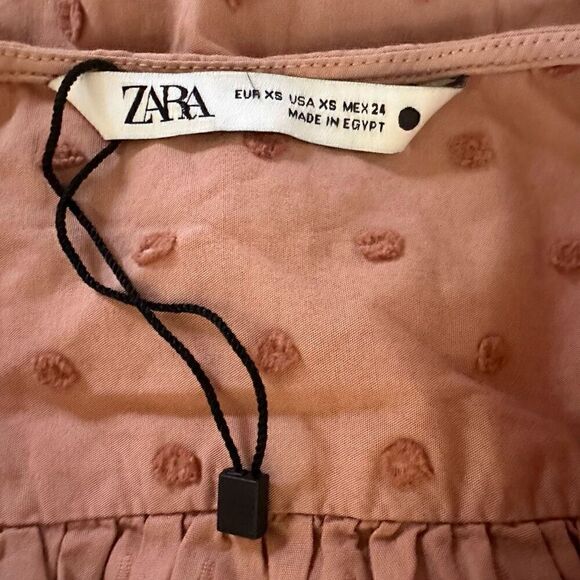 ZARA Swiss Dot Blouse with Voluminous Sleeves Size XS - Picture 8 of 8